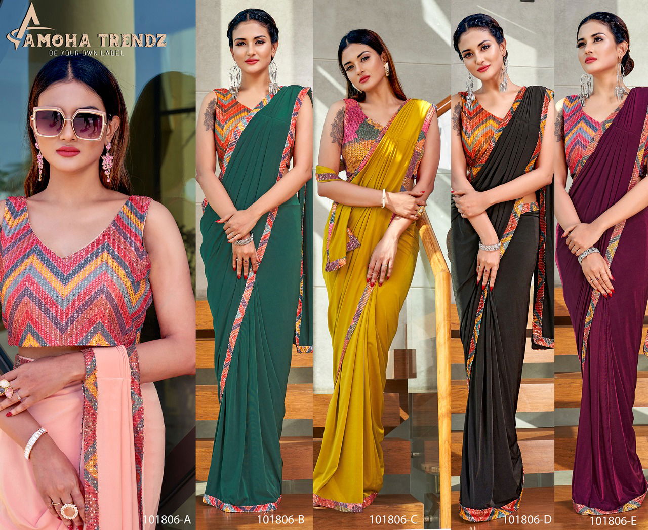 Amoha Trendz 806 Party Wear Designer Wholesale Saree Collection 