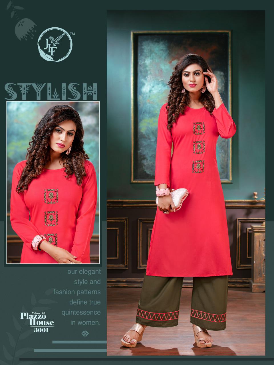 JLF Plazzo House Vol 3 Designer Collection Of Kurti With Plazzo 