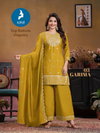 Garima By Kaya Chinon Straight Cut Kurti With Pant Dupatta Best Wholesale Shop In Surat