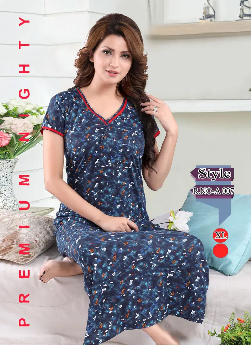 Nighty 217 Latest Printed Comfortable Hosiery sinker Nighty Collection