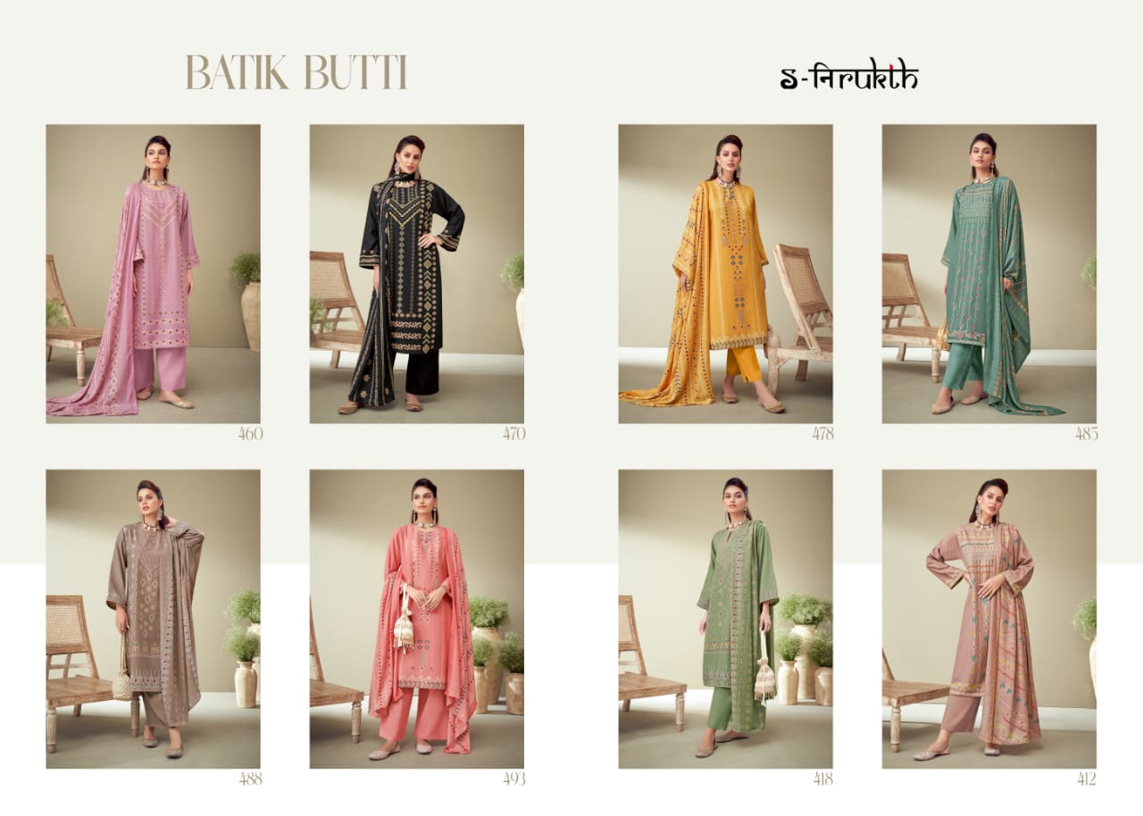 Batik Butti S Nirukth Pashmina Dress Material Catalog