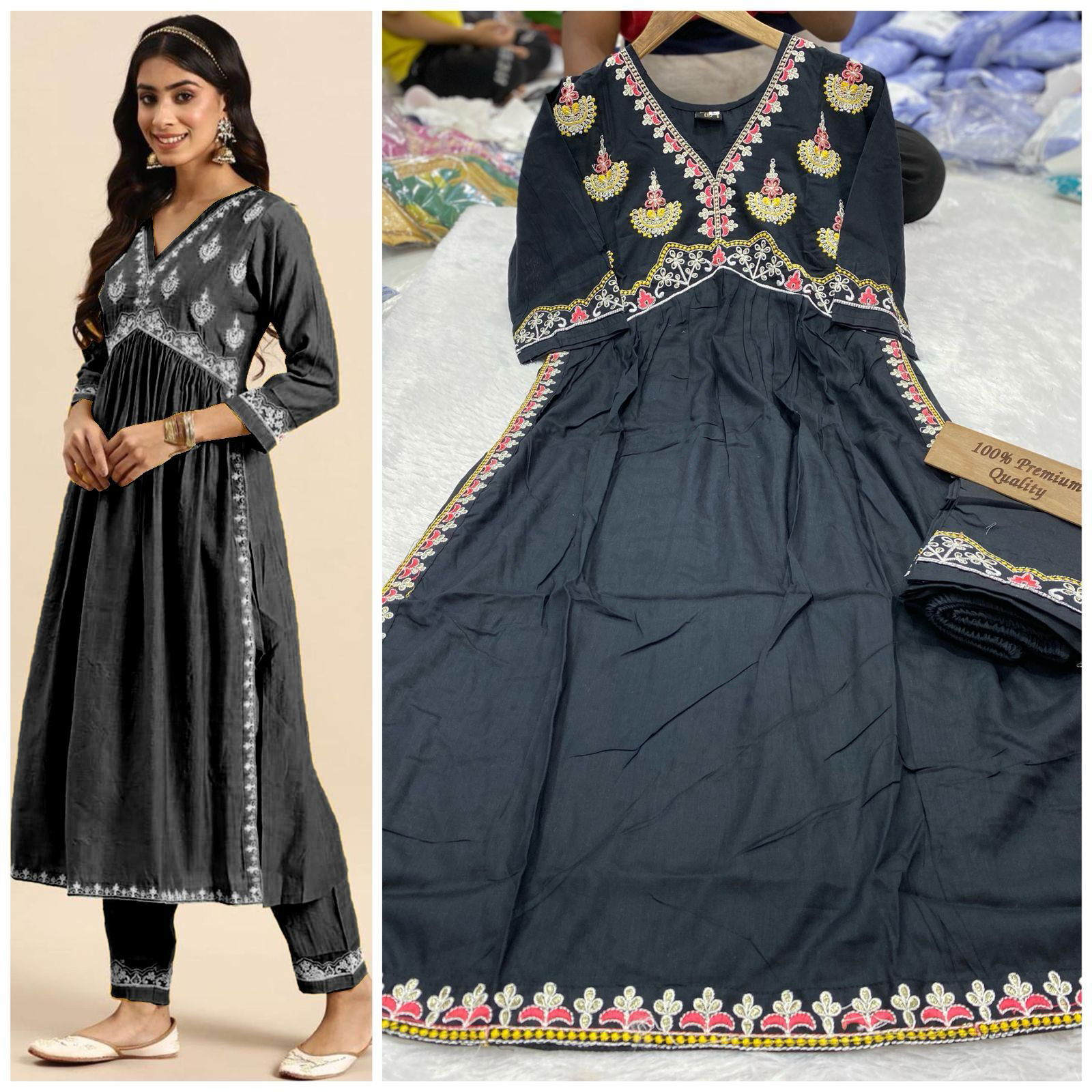 Zomato Rayon Cotton Alia Cut Kurti With Bottom Catalog