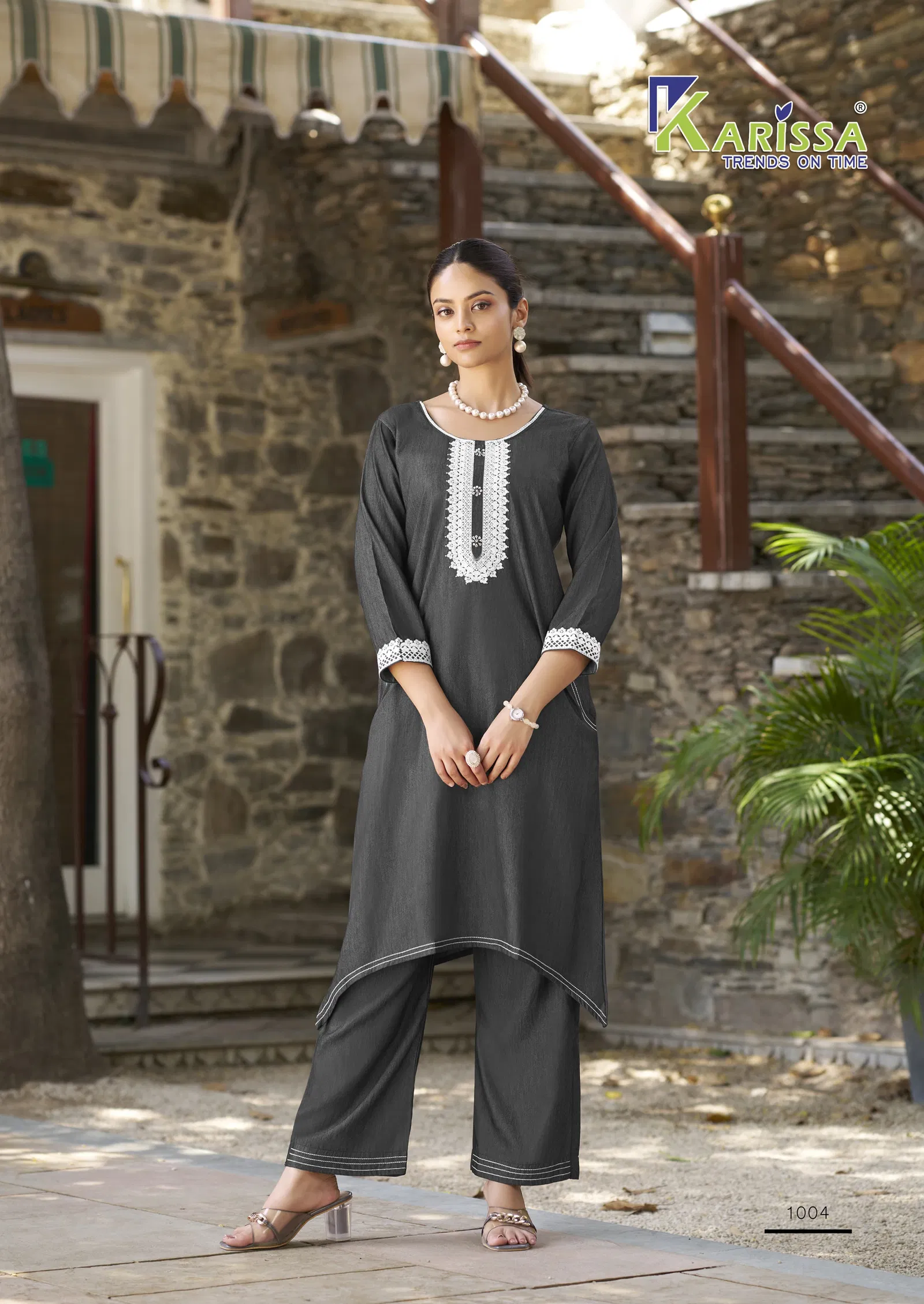 Aditi By Karissa  Denim With Thread Work Co Ord Set Suppliers In India