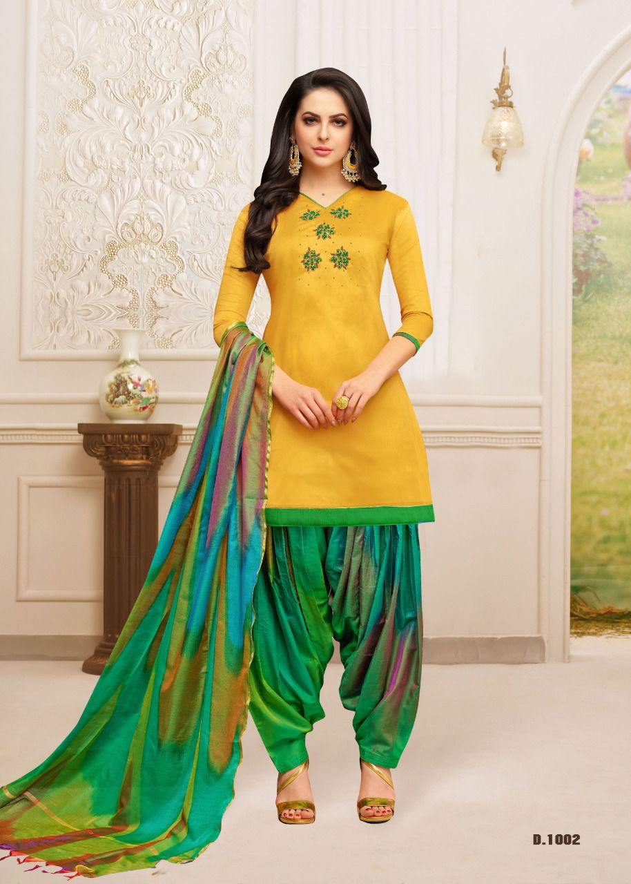 Srijaa Latest Fancy Banarasi Silk Casual Wear Designer Dress Material Collection
