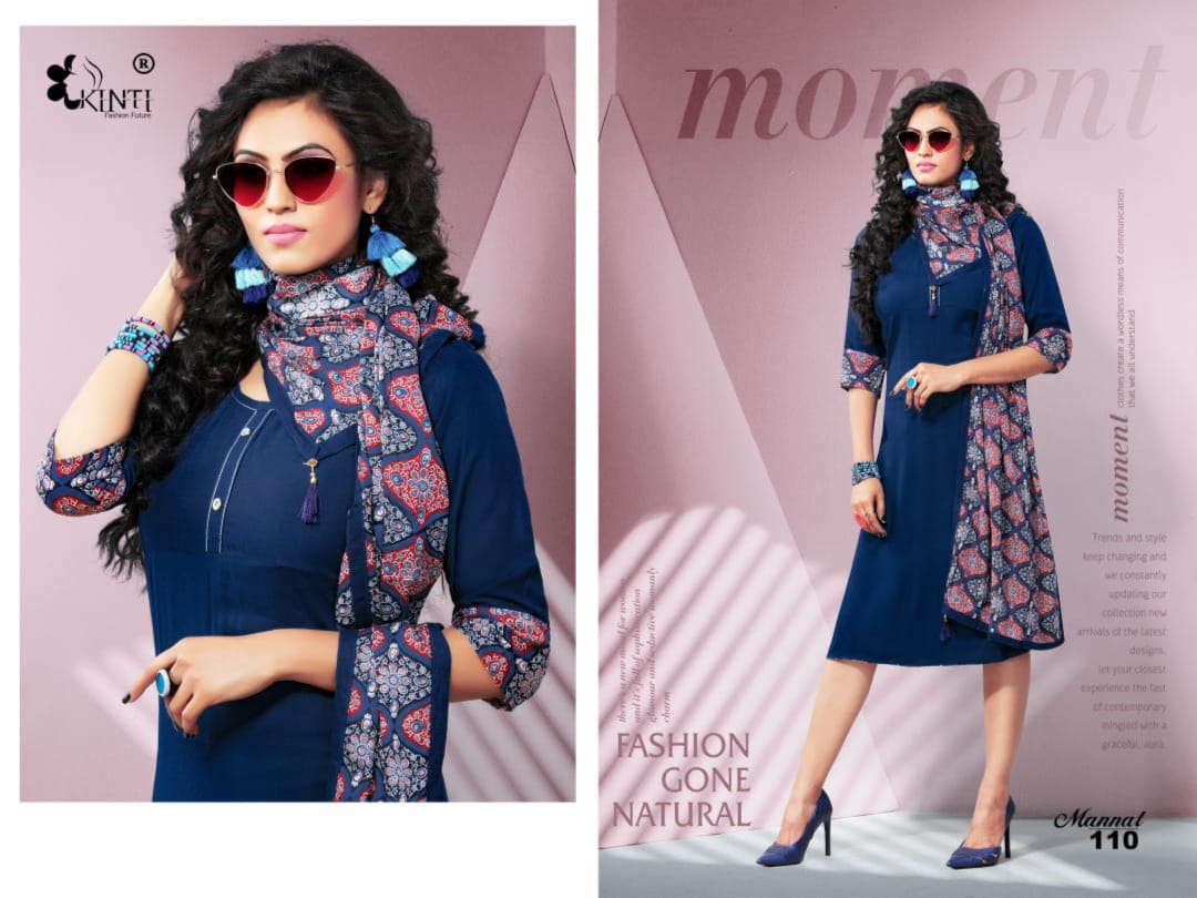 Kinti Mannat Latest designer fancy Regular Wear rayon Kurtis Collection
