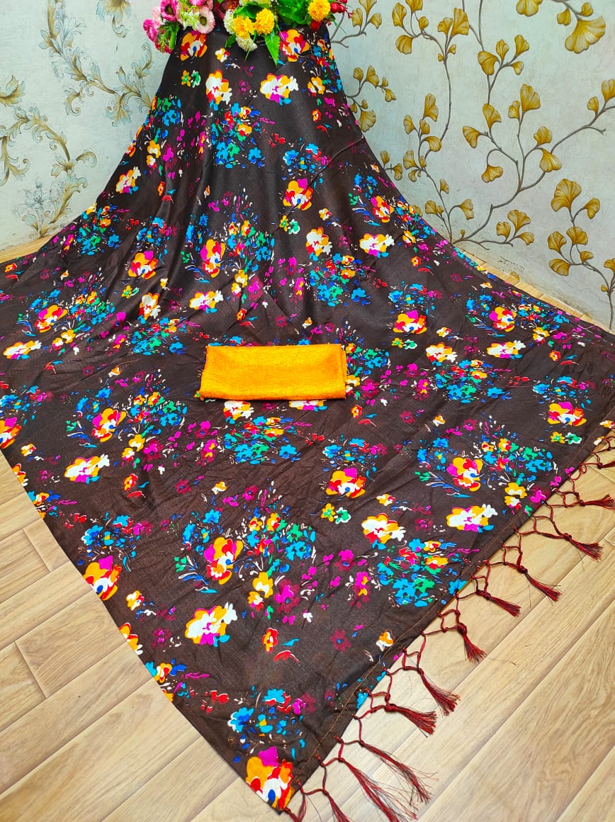 LAXMI PRIYA JOSHA VOL-1 Latest Designer Regular Wear Silk With Full Jomtrical Flower Test Printed  Saree Collection