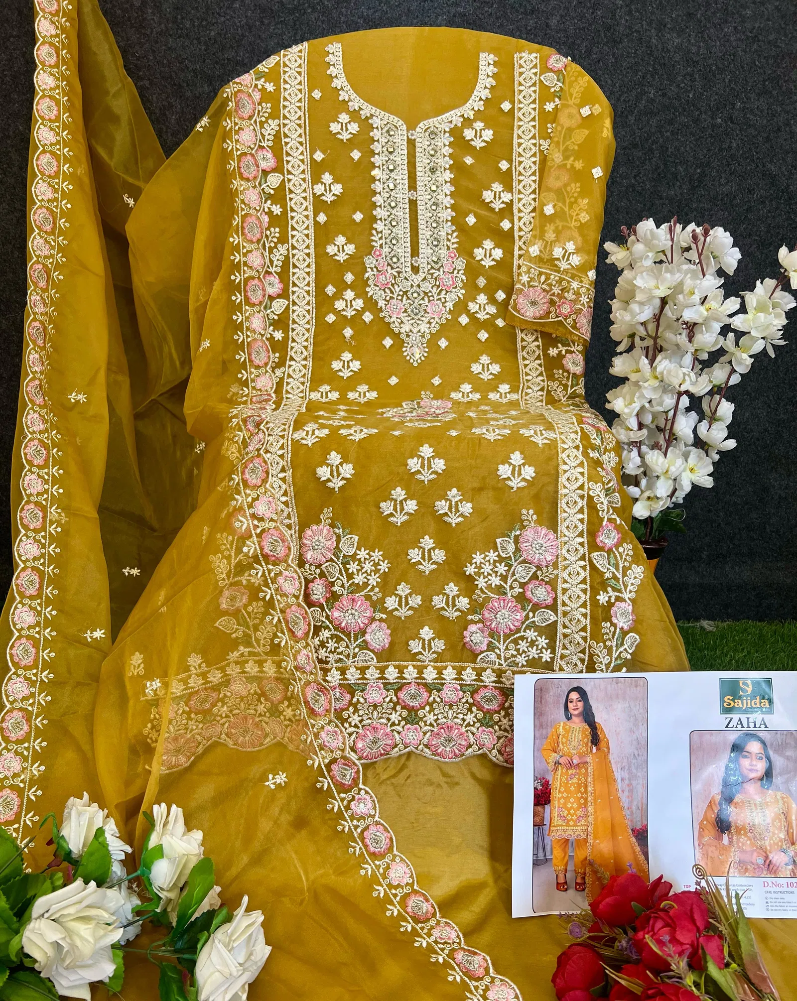 Zaha Vol 2 by Sajida Organza Pakistani Salwar Kameez Suppliers In India