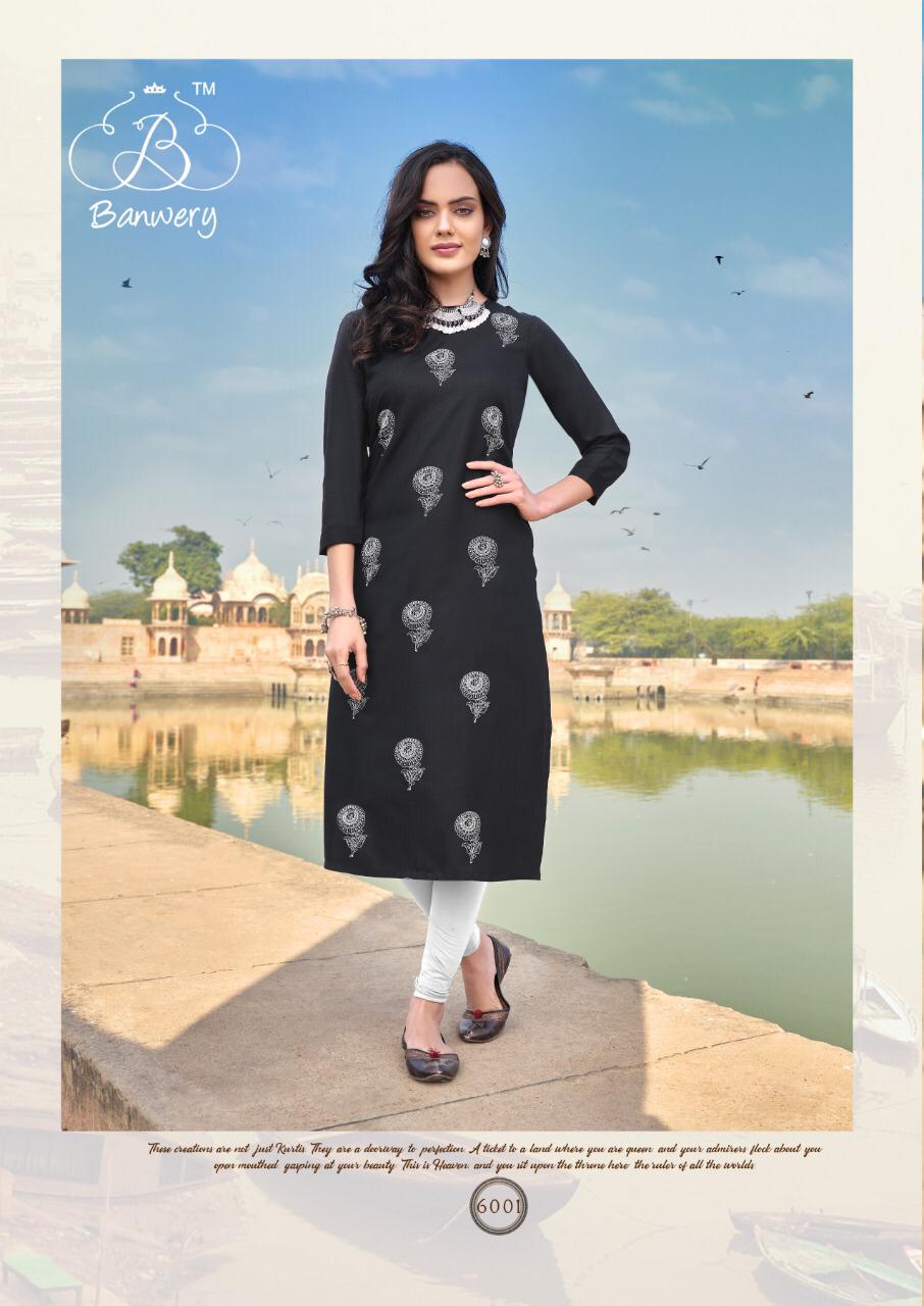 BANWERY BLEND VOL-6 Latest Designer Fancy Festive Wear Heavy Magic Cotton With Embroidery Work Fancy Kurtis Collection