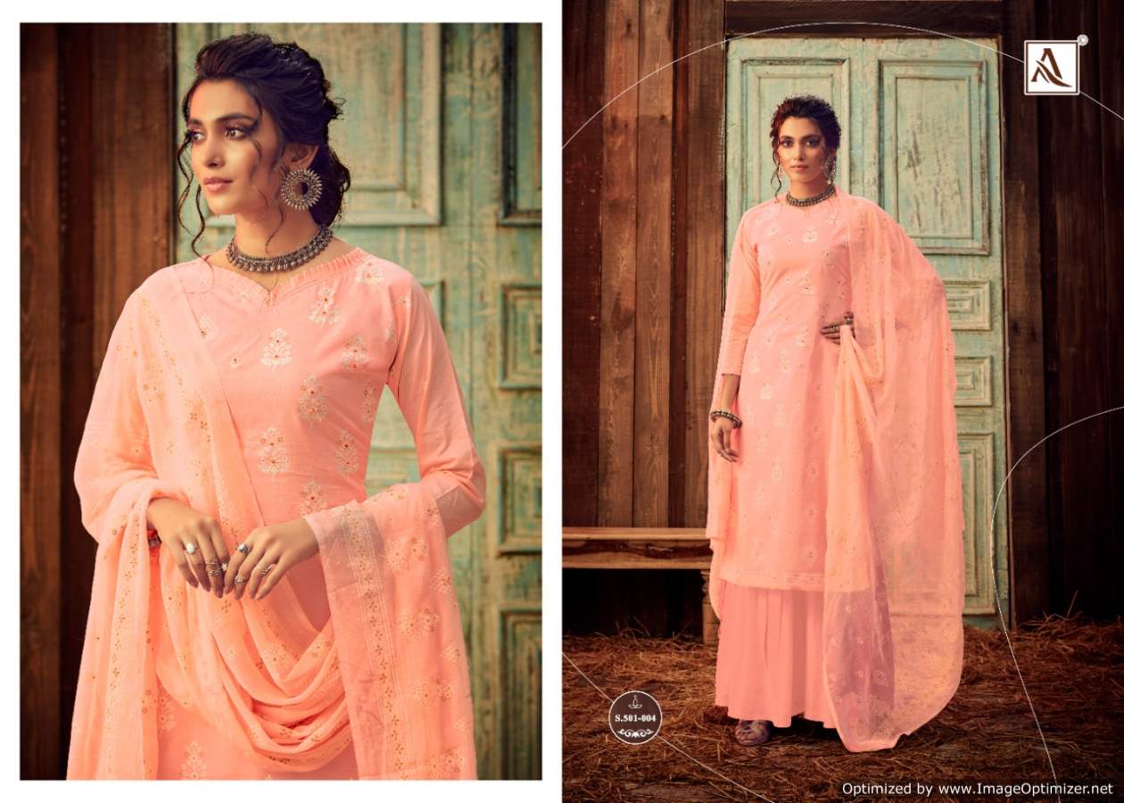 Alok Bloom Gold 3 Exclusive Casual Wear Pure Lawn Cotton Block Print With Khadi Handwork Designer Dress Material With Nazneen Chiffon printed Four Sided Lace Dupatta 