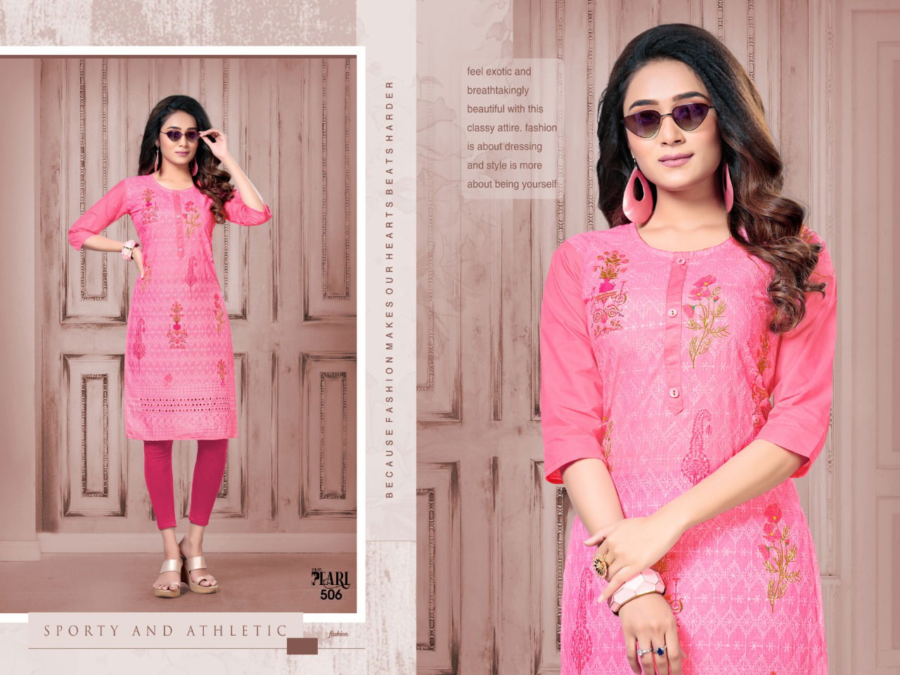 Pearl 5 Ethnic Regular Wear Designer chiken Printed Kurtis Collection
