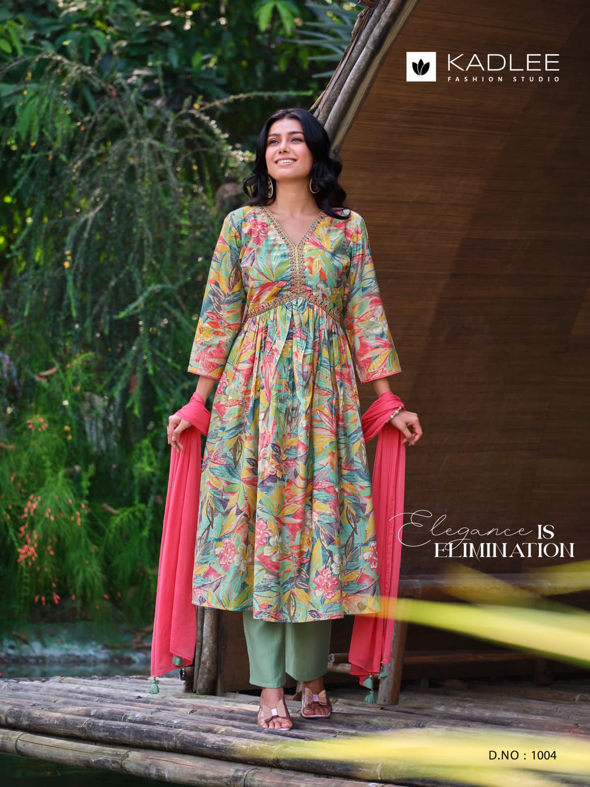 Mahiya By Kadlee Printed Alia Cut Kurti With Bottom Dupatta
