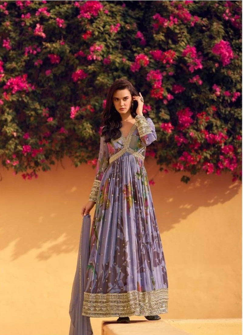 Super Duper Hit Rani 5747 To 5751 Chinon Embroidered Gown Suppliers In India