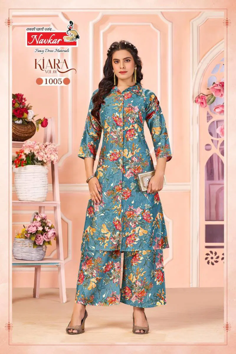 Kiara Vol 1 By Navkar Vatican Discharge Printed Kurti With Bottom Exporters In India