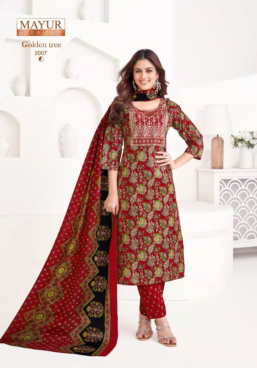 Golden Tree Vol 2 By Mayur Cotton Kurti With Bottom Dupatta Suppliers In India