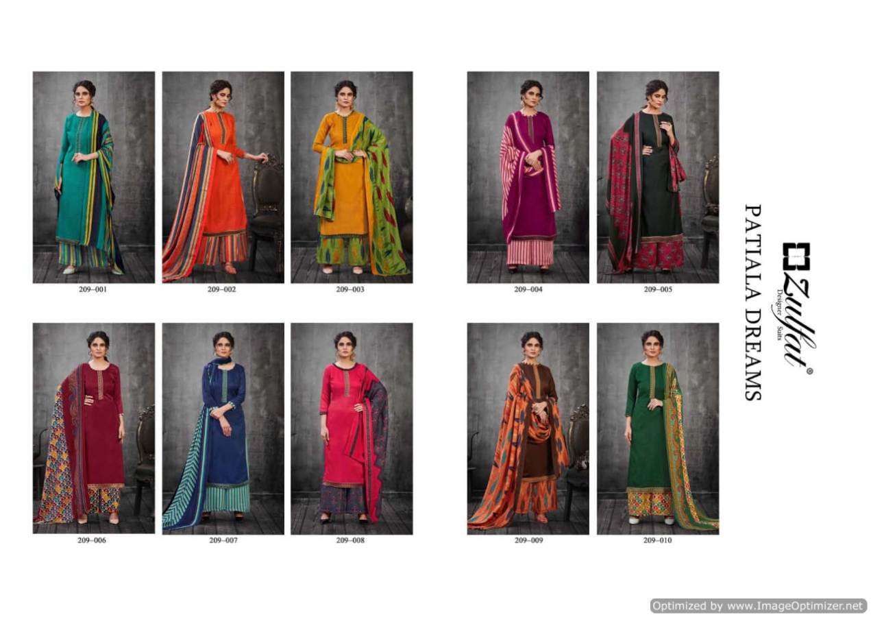 Zulfat Patiala Dreams Exclusive Pure Pashmina Print with Premium Elegantly Stitched Kashmiri Tie and Lace Dress Material Collection 