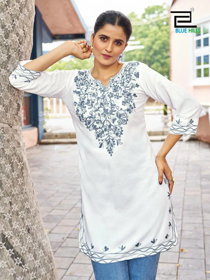 Gulmarg By Blue Hills Rayon Side Cut Short Kurti Suppliers In India