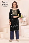 Sangeet Mallipoo 2 Kids Girls Wear Rayon Gold Sequence Kurti Suppliers In India
