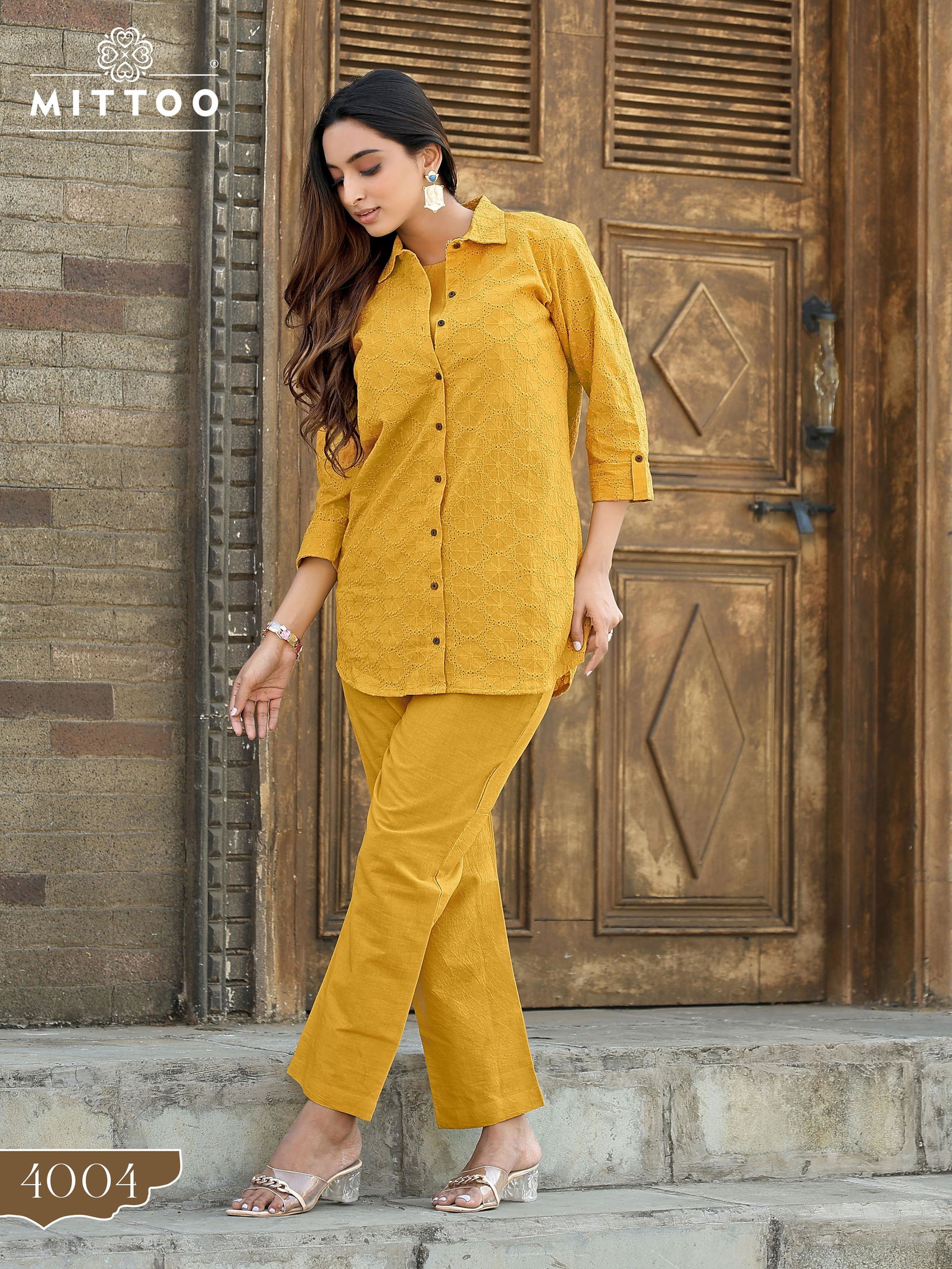 Veena By Mittoo Shifli Cotton Fancy Western Ladies Top With Bottom Wholesale Online