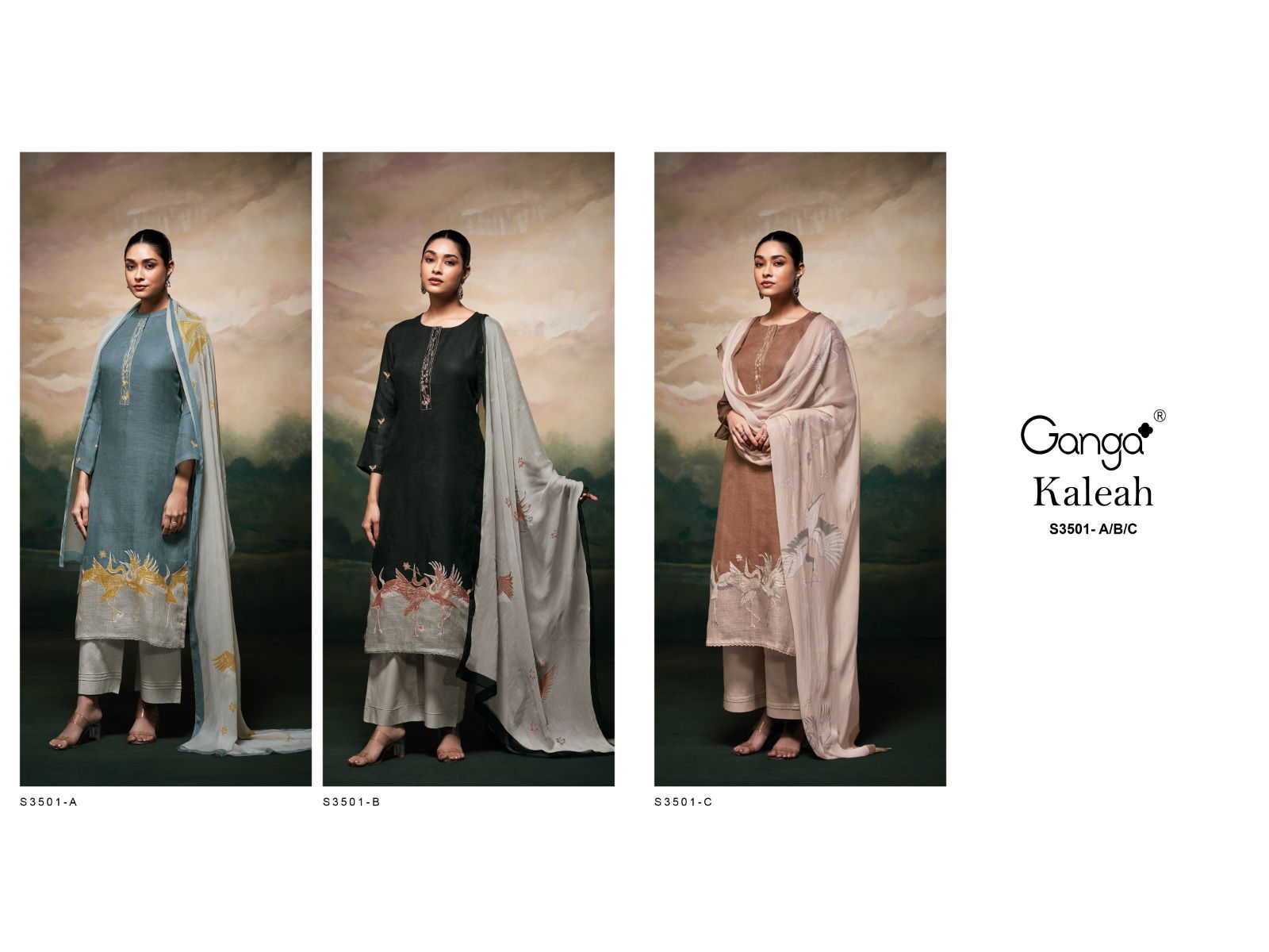 Kaleah 3501 By Ganga Linen Printed Salwar Suit Wholesale Shop In Surat
