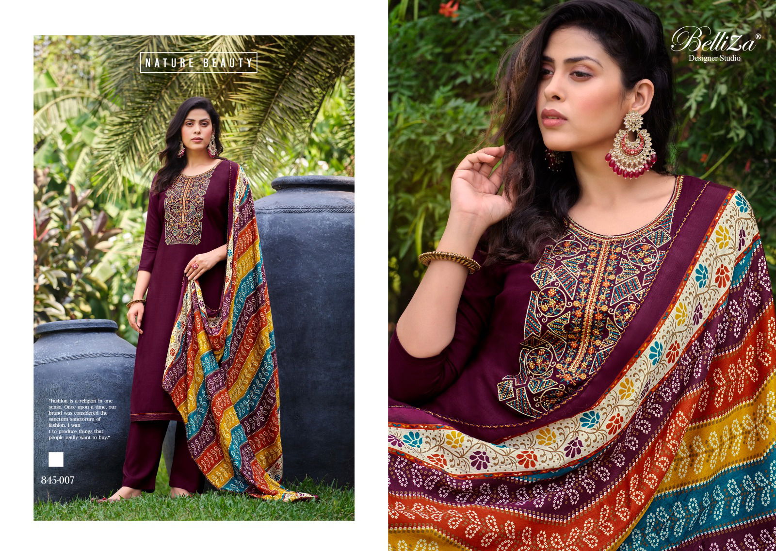 Lovina By Belliza Embroidery Dress Material Catalog