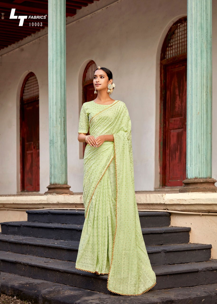 LT Fabric Latest Designer Collection of Silk Saree With Zari Lace Border Self Design in Full Body Zari Foil Work 