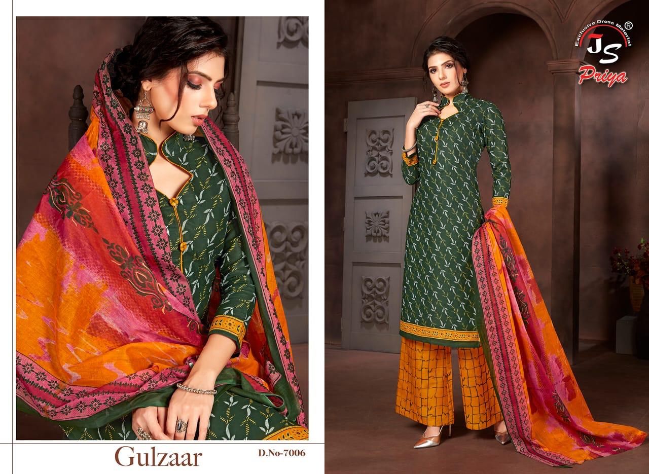 Js Priya Gulzaar 7 Regular Wear Designer Printed Cotton Dress Material Collection
