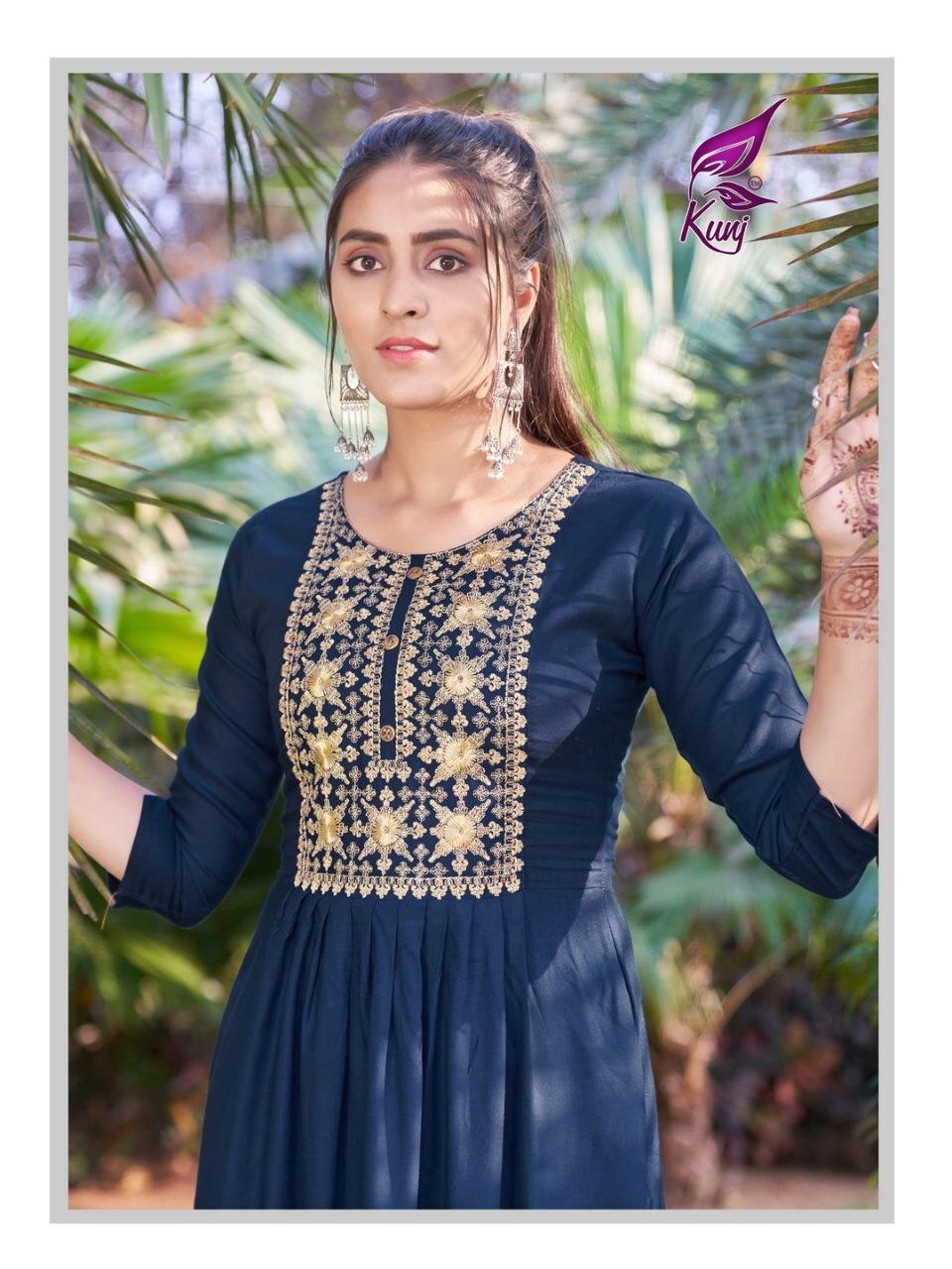 KAVYANSIKA PIXCEL VOL-1 Latest Fancy Designer Heavy Ethnic Wear Rayon Embroidered Kurtis Collection