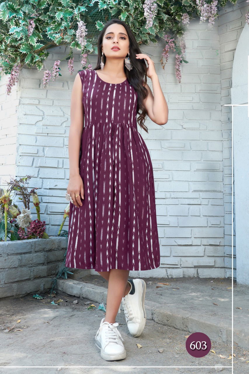 Blue Hills Ikkat Special 2 Designer Rayon Printed Fancy Kurtis Collection
