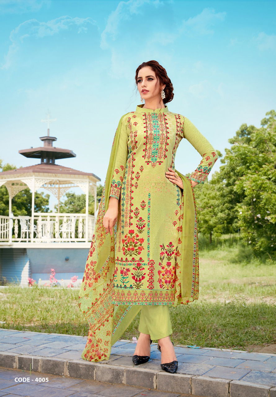 Yashika Rinaz 4 Latest Designer Printed Pure Lawn Cotton Dress Material Collection With Mal Mal Dupatta 