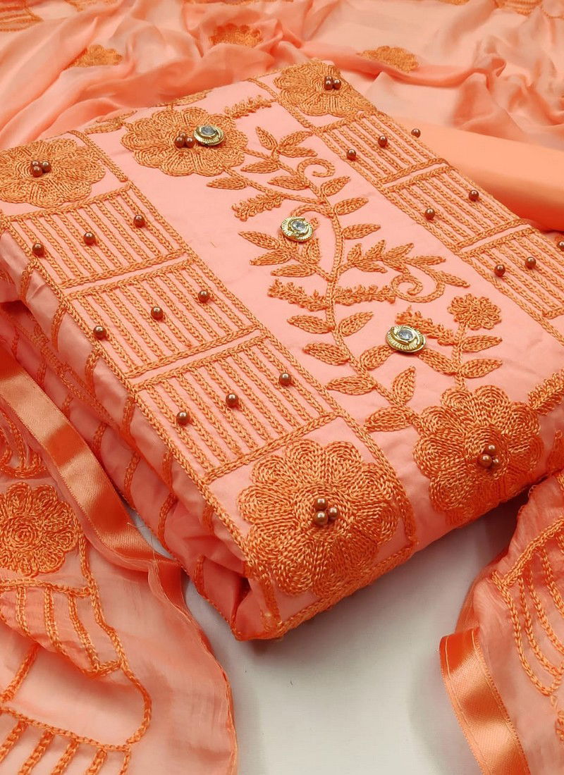 New Design Embroidery Worked Cotton Dress Material Collection 