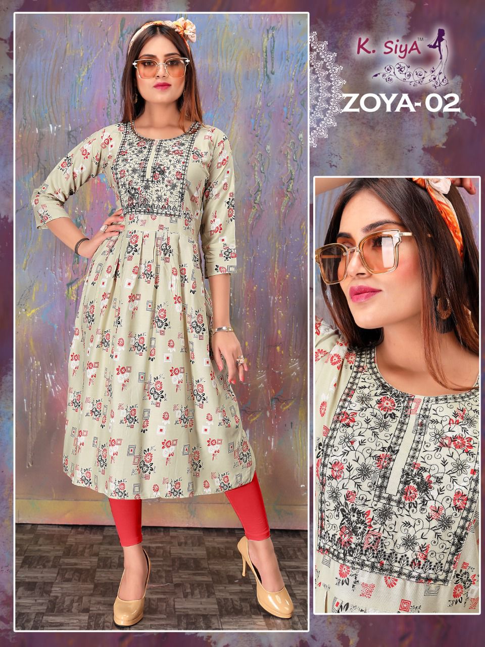 K Siya Zoya 01 Latest Regular Wear Rayon Printed Kurti Collection