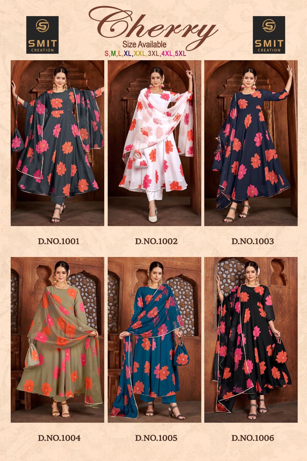 Smit Cherry 1001-1006 Wholesale Printed Kurtis With Dupatta