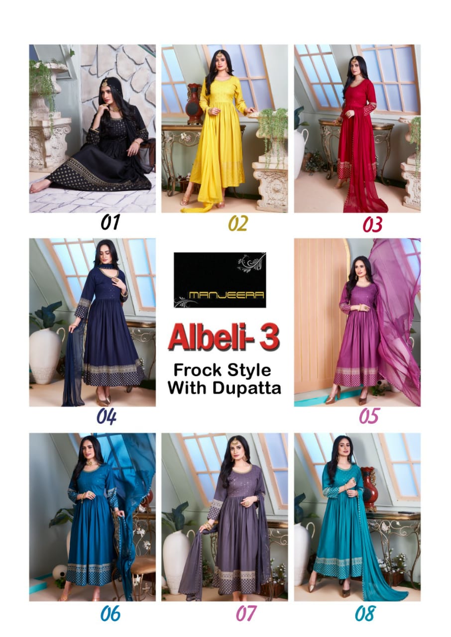 Manjeera Albeli 3 Wholesale Anarkali Kurtis With Dupatta Catalog