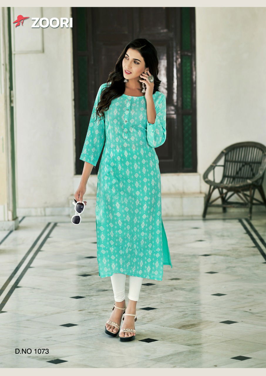 Zoori Akshara 12 Designer Fancy Regular Wear Rayon Printed Kurti Collection