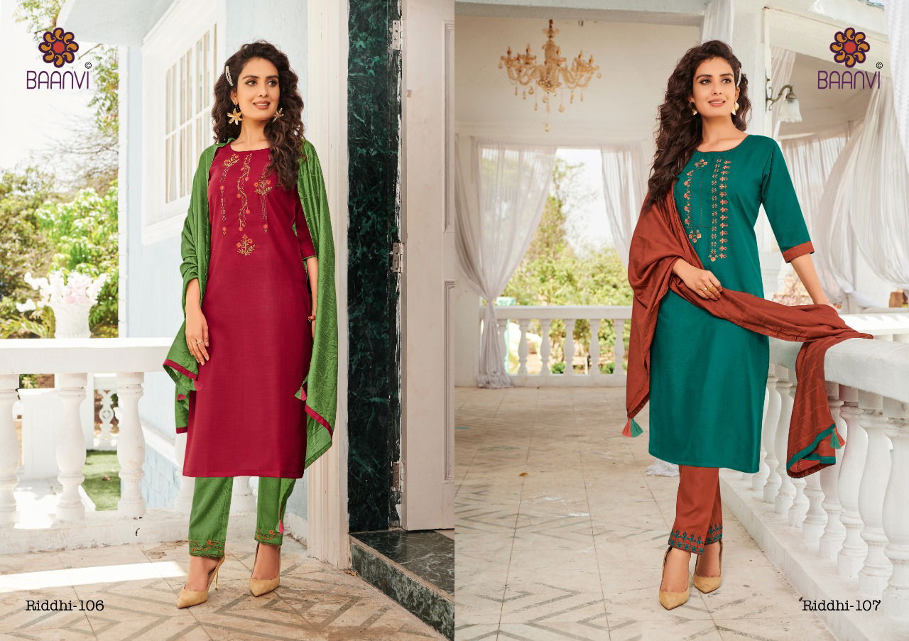 Baanvi Ridhi 1 Exclusive Designer Festive Wear Designer Cotton With Embroidery Readymade Collection
