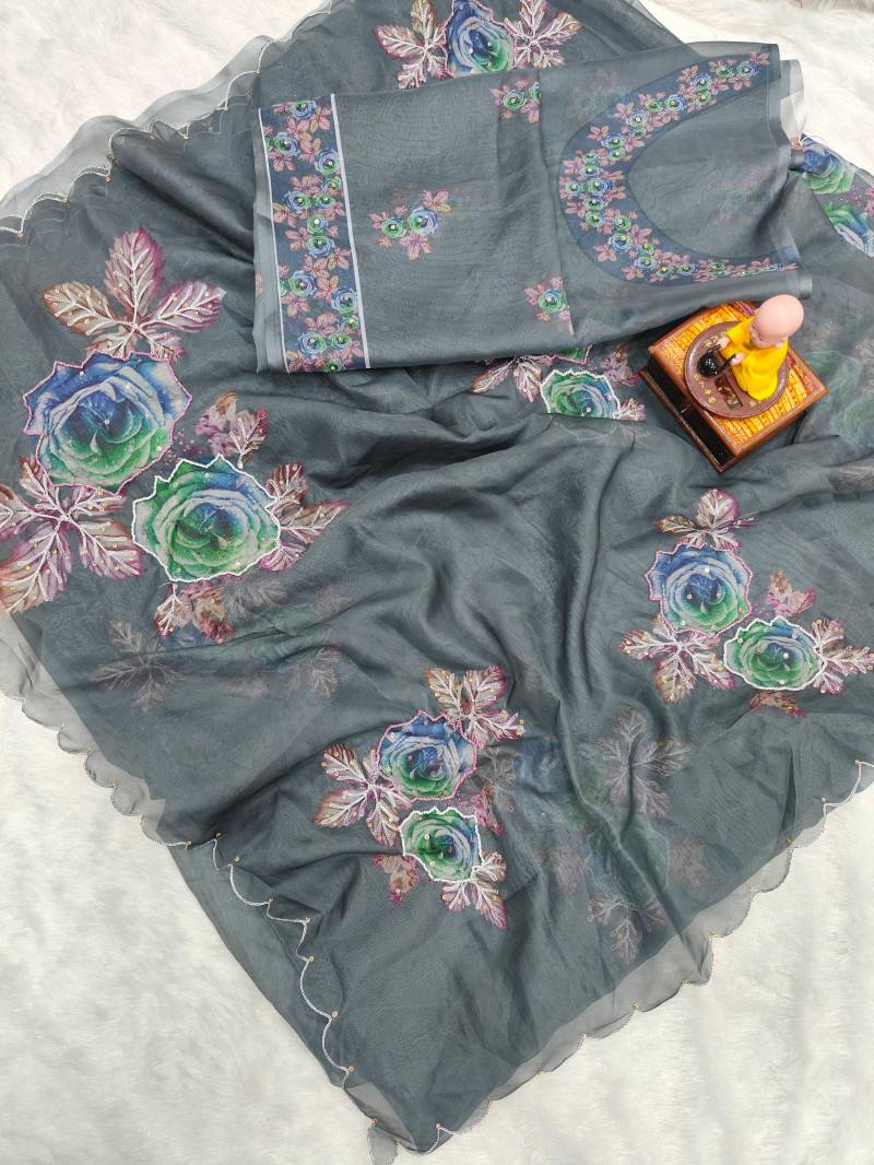 Vt 716 T Soft Tabby Organza With Digital Printed Saree Bulk Orders In India