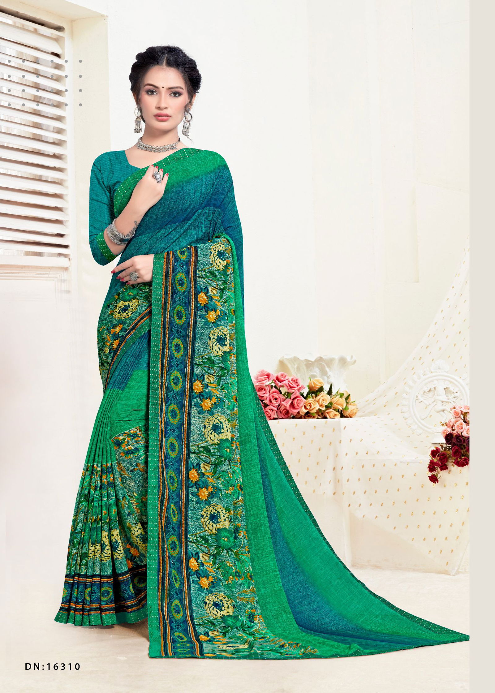 Harni Kashi Latest fancy Casual Regular Wear Printed Georgette Sarees Collection