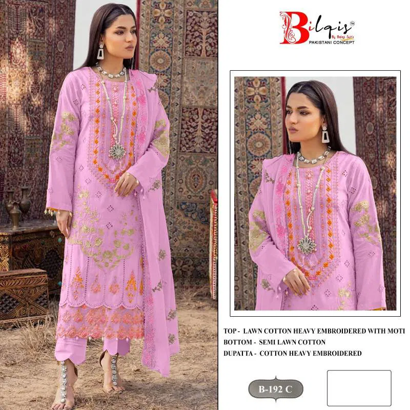 Bilqis B 192 Lawn Cotton Pakistani Salwar Kameez Wholesale Market In Surat