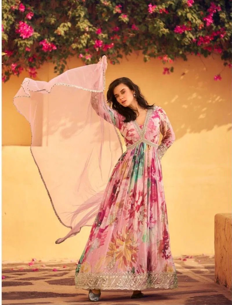 Super Duper Hit Rani 5747 To 5751 Chinon Embroidered Gown Suppliers In India
