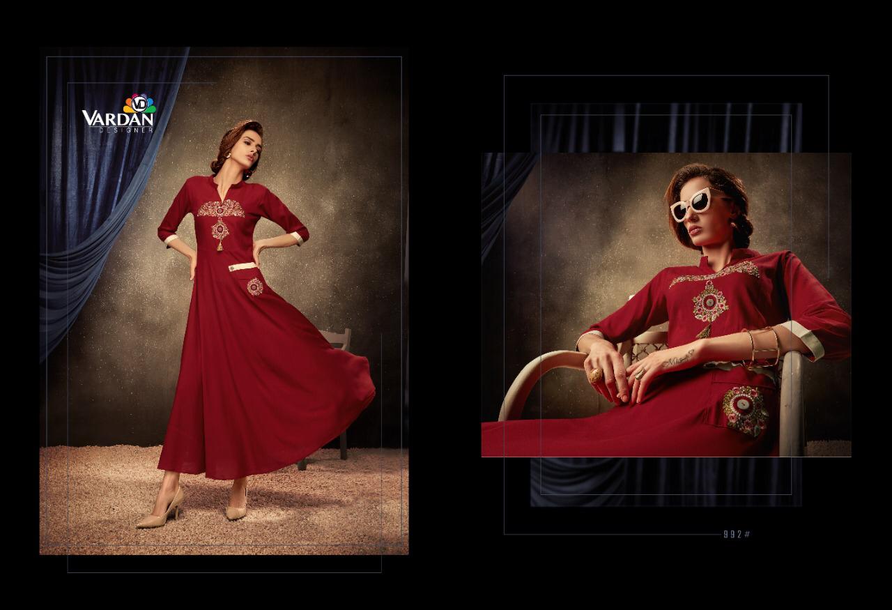 Passion Vol-1 Heavy Designer Party Wear Riyon Long Kurti With Designer Neck Design 
