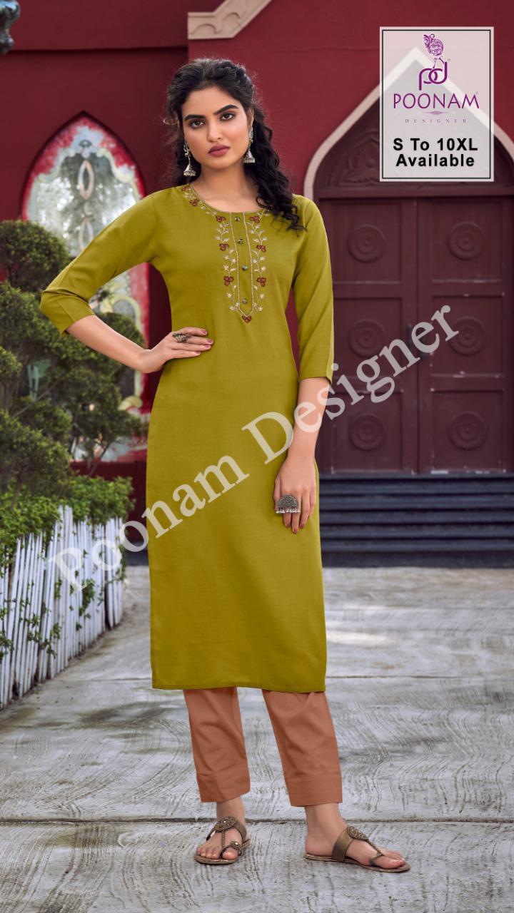 POONAM DIVA VOL-10 Latesy fancy Festive Wear Heavy Cotton Slub Kurtis With Bottom Collection (? 325/- ( 6xl to 10xl) 