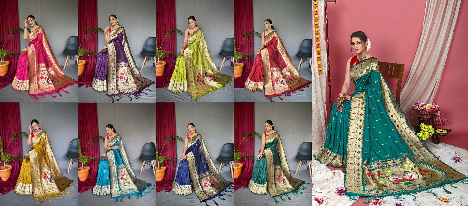 Muniya Paithani Colors Party Wear Sarees Catalog