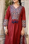 Naisha K 144 Cotton Fancy Neck Kurti Bottom With Dupatta Suppliers In India