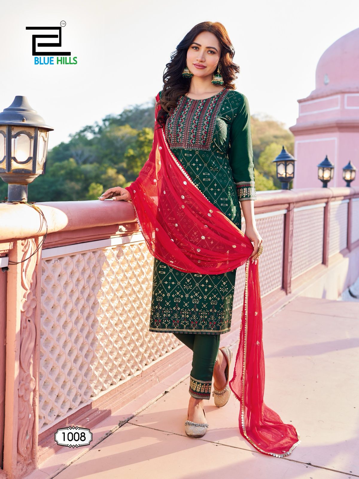 Shaandar By Blue Hills Foil Printed Kurti With Bottom Dupatta Wholesale Clothing Distributors In India
