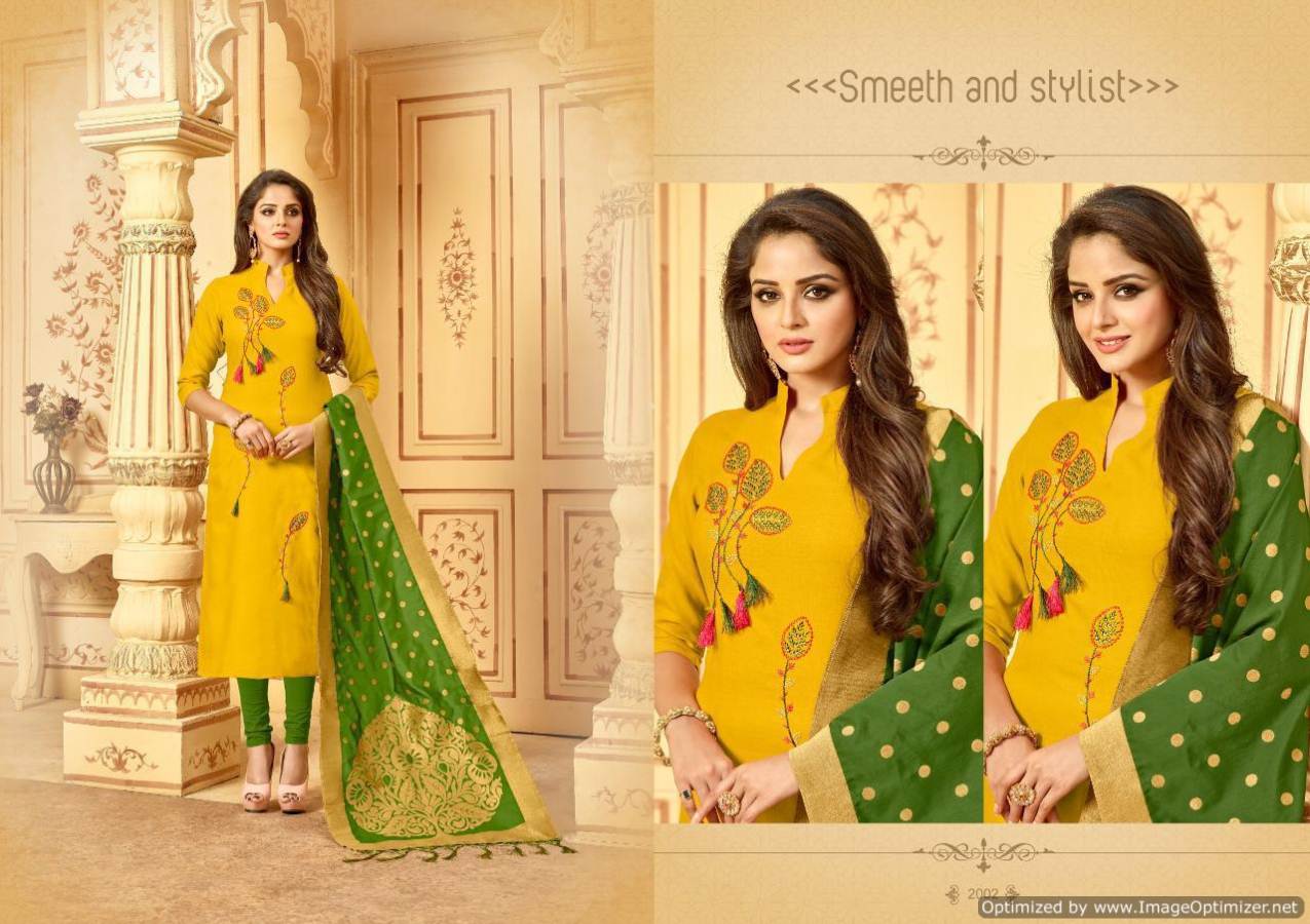 AVC Bansuri Latest Designer Embroidered Cotton Dress Material with Banarasi Jacquard Dupatta  