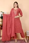 Naisha K 64 Neck Cotton Embroidered Work Kurti With Bottom Dupatta Orders In India