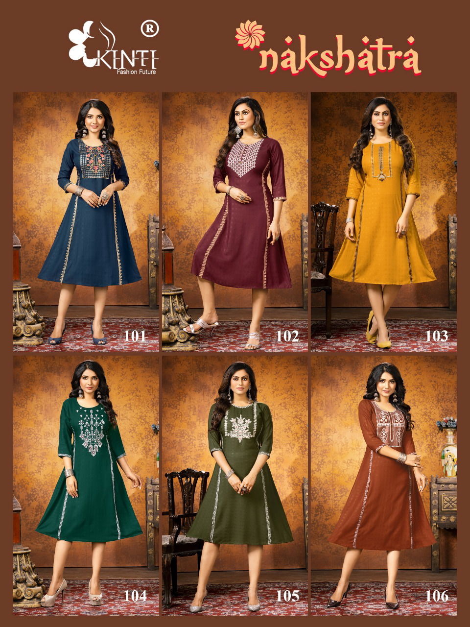 Nakshatra By Kinti Long Designer Embroidery Kurtis Catalog