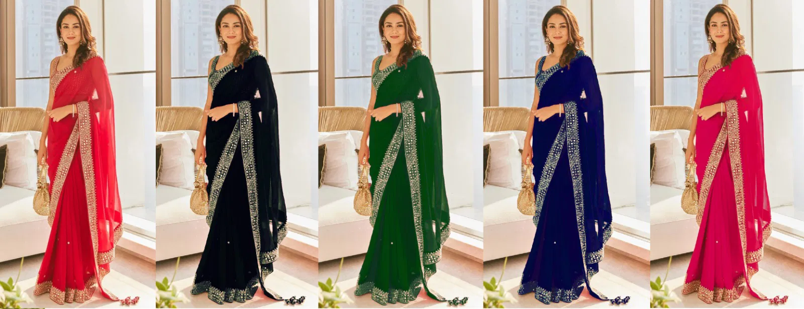 BT 381 Heavy Georgette Designer Sarees Wholesale Market In Surat