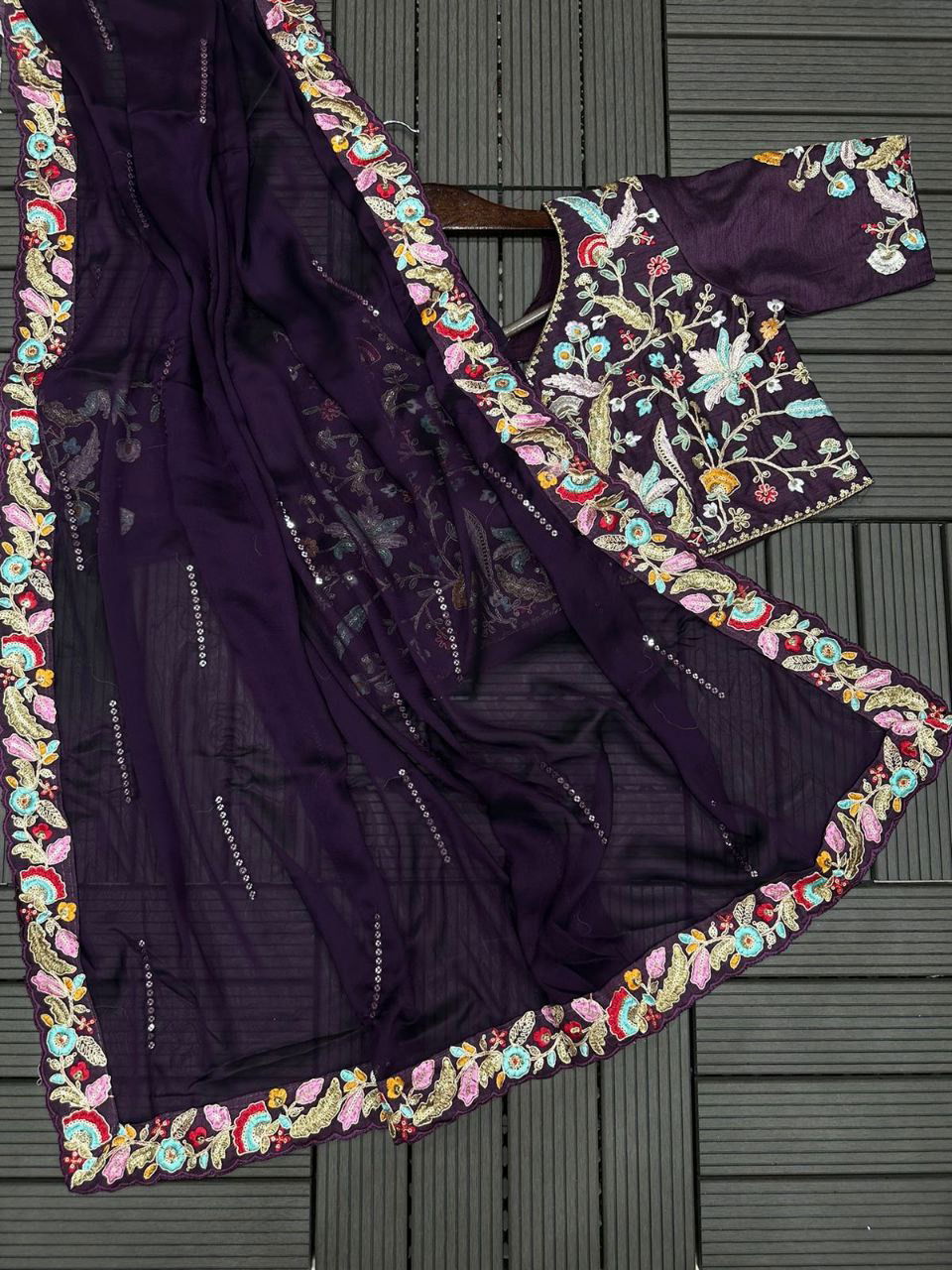 BT 1307 Designer Embroidery Rangoli Silk Readymade Blouse Saree Wholesale Online