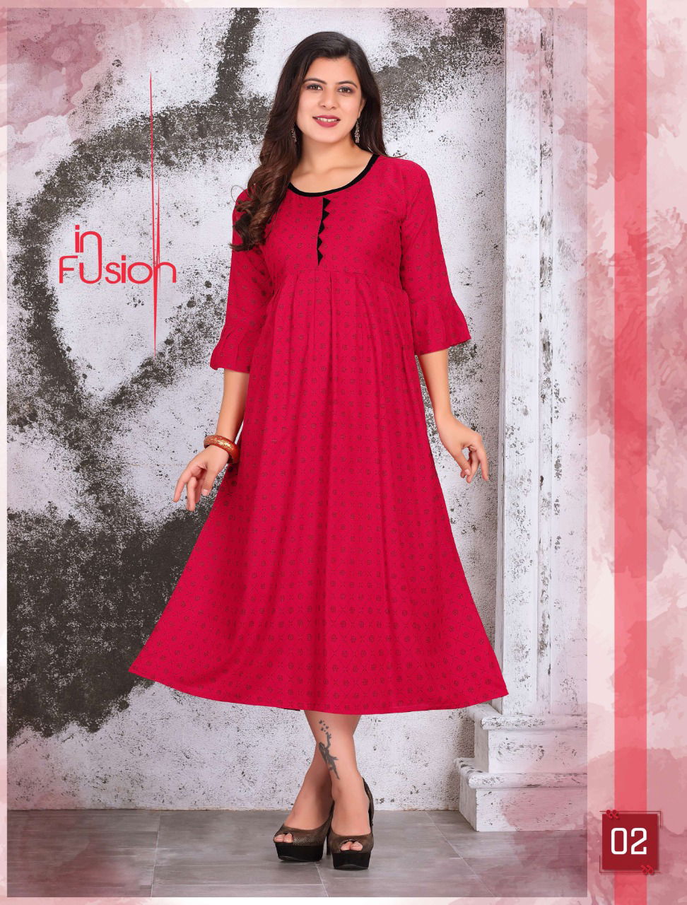 Diva Latest Fancy Regular Casual Wear Rayon Wear Printed Anarkali Rayon Kurtis Collection
